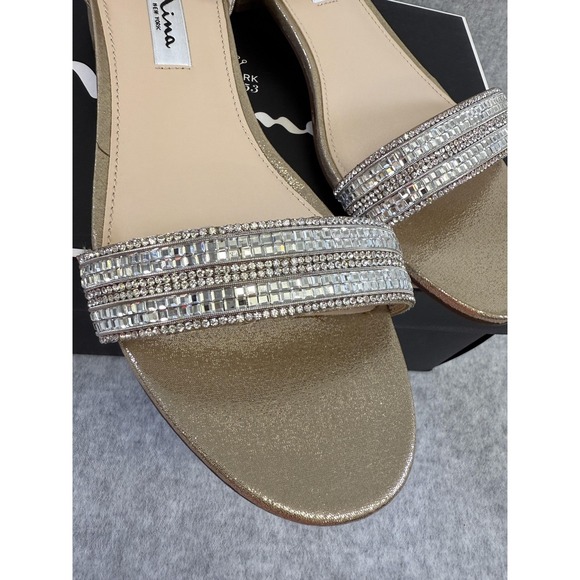 Nina Stevi-Fy Shoes Womens Size 8.5 Reflective Dress Sandals Rhinestone Heel - Picture 5 of 9